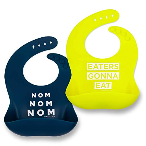 Simka Rose Silicone Baby Bibs For Babies And Toddlers - Adjustable, Waterproof And Soft - Chemical Free Bib, Navy/lime