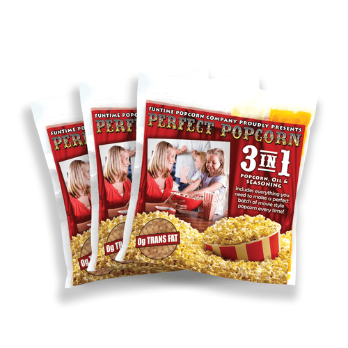 Funtime Perfect Popcorn 2.5 Oz 3-in-1 Popcorn Pouches
