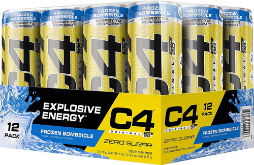 C4 Original Sugar Free Sparkling Energy Drink Frozen Bombsicle | 12oz (pack Of 12) | Pre Workout Performance Drink With No Artificial Colors Or Dyes