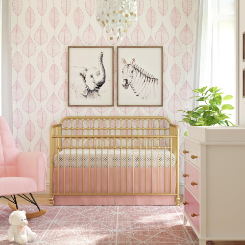 Little Seeds Raven 3-in-1 Metal Crib, Nursery Furniture, Gold
