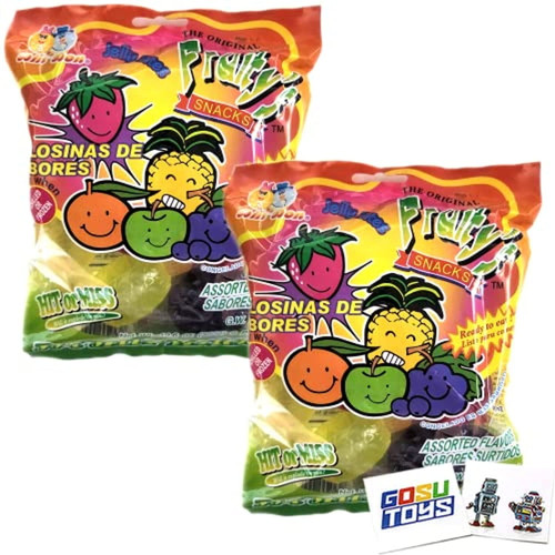 Din Don Fruitys Snacks Jelly Bites Assorted Flavors Bag (2 Pack) With 2 Gosutoys Stickers