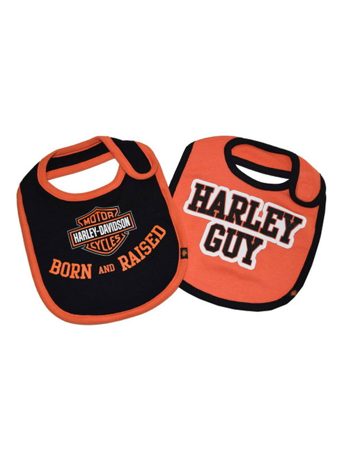 Harley-davidson Baby Boys' Bibs, Bar & Shield 2 Pack, Black/orange 7059507, Harley Davidson