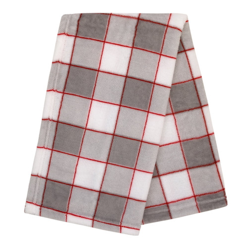 Parents Choice Grey And White Buffalo Check Plush Infant Baby Blanket, Unisex