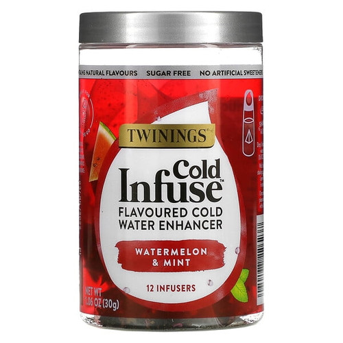 Twinings, Cold Infuse, Flavoured Cold Water Enhancer, Watermelon & Mint, 12 Infusers, 1.06 Oz (30 G) Pack Of 4