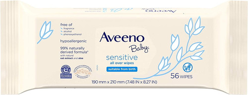 Aveeno Baby Sensitive All Over Wipes, Hypoallergenic & Fragrance-free, 9 Pack Of 56 Ct, 504count