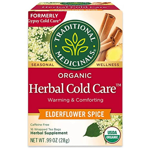 Traditional Medicinals Organic Herbal Cold Care Elderflower Spice Herbal Tea, Warm & Comforting Seasonal Wellness, (pack Of 1) - 16 Tea Bags