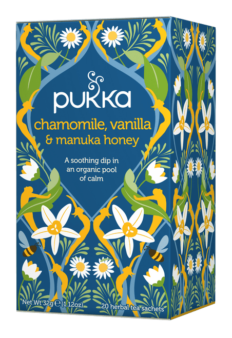 Pukka Organic Herbal Tea, Chamomile Vanilla Manuka Honey, Caffeine-free, Tea Bags 20 Count Box