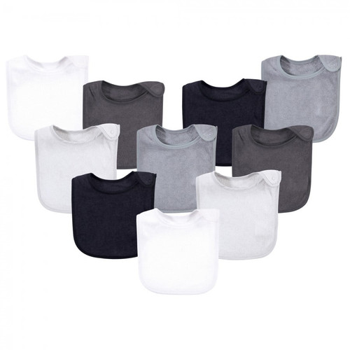 Hudson Baby Infant Unisex Rayon From Bamboo Terry Bibs, Black White, One Size