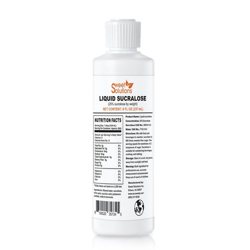 Concentratedliquid Sucralose Sweetener, 25% Concentrated Sugar Alternative, 8 Oz. Bulk For Drinks, Food, And Pastries, Zero Calories And No Carbs (1- Pack)