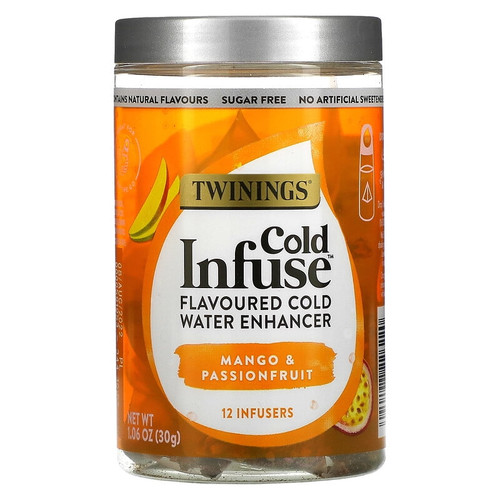 Twinings, Cold Infuse, Flavoured Cold Water Enhancer, Mango & Passionfruit, 12 Infusers, 1.06 Oz (30 G) Pack Of 4