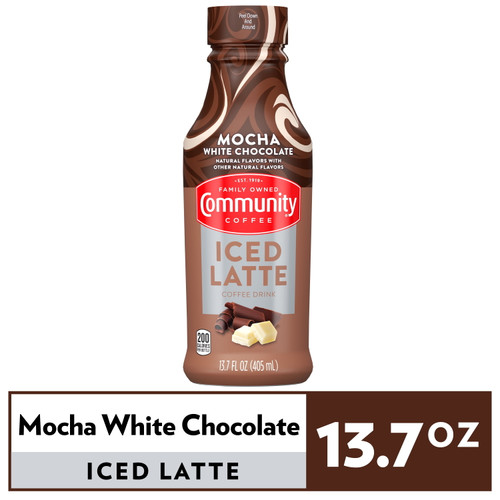 Community Coffee Mocha White Chocolate Iced Latte 13.7 Fl Oz Bottle
