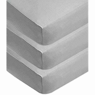 Tl Care 3 Piece 100% Cotton Jersey Knit Fitted Crib Sheet, Gray
