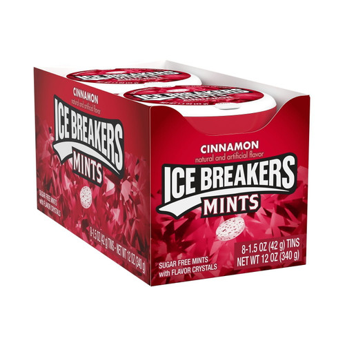 Ice Breakers, Cinnamon Sugar Free Breath Mints, 1.5 Oz, Tins (8 Count)