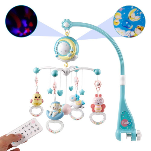 Mini Tudou Baby Musical Mobile Crib With Music And Lights, Timing Function, Projection, Take-along Rattle And Music Box For Babies Boy Girl Toddler 0 To 24 Months