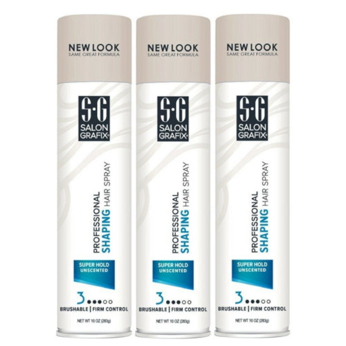 3 Pack Salon Grafix Unscented Shaping Hair Spray, 10oz Each