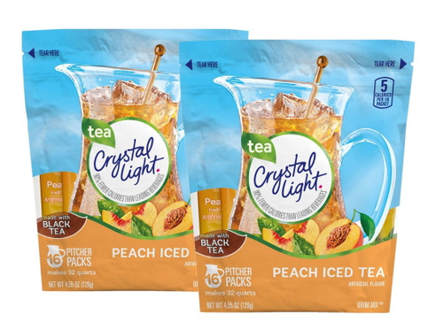 2 Pack | Crystal Light Peach Iced Tea Powdered Drink Mix (16 Ct / 4.55 Oz.)