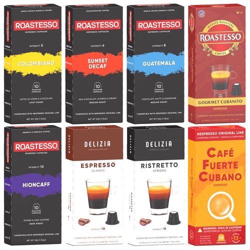 Roastesso Coffee Variety Pack Sampler Nespresso Pods Compatible Originalline Machines Espresso Capsules (80 Count)