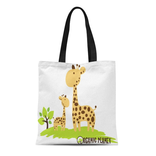 Kdagr Canvas Tote Bag Diaper Giraffe Organic Planet Canvas Nature Tree Trees Giraffes Reusable Handbag Shoulder Grocery Shopping Bags