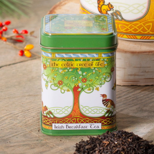 Irish Breakfast Black Loose Leaf Tea Tin 40g Tree Of Life Design By Royal Tara
