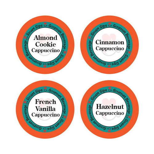 Cappuccino Variety Pack - Cinnamon, Almond Cookie, Hazelnut &amp; French Vanilla, 24 Count For Keurig Kcup Brewers