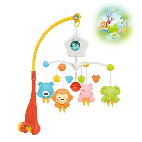 Mertnk Baby Crib Mobile With Projector And Relaxing Music, Hanging Rotating Animals Rattles Nursery Gift Toy For Newborn 0-24 Months Boys And Girls Sleep