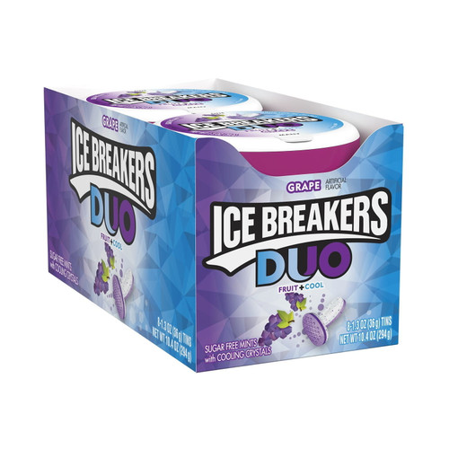 Ice Breakers, Duo Grape Flavored Sugar Free Breath Mints, 1.3 Oz, Tins (8 Count)