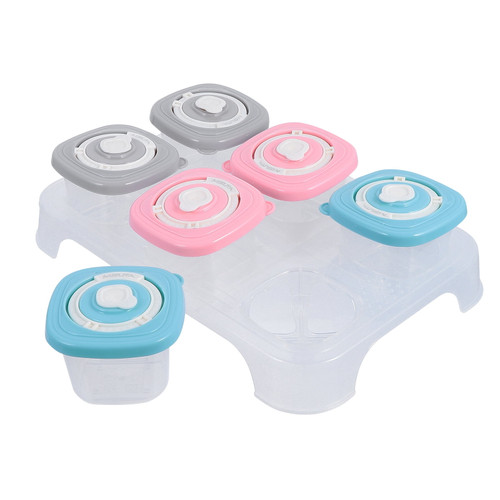 Hemoton 1 Set Of 6pcs Baby Blocks Freezer With Tray Food Box Container (assorted Color)