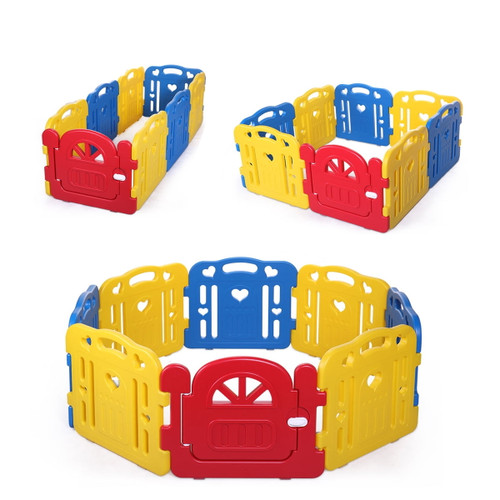 Lowestbest 8 Panel Baby Playpen For Kids Toddler, Activity Centre Yard With Gate For Indoor, Multi-color