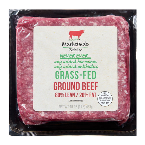 Marketside Butcher Grass-fed 80% Lean/20% Fat Ground Beef, 1lb (fresh)