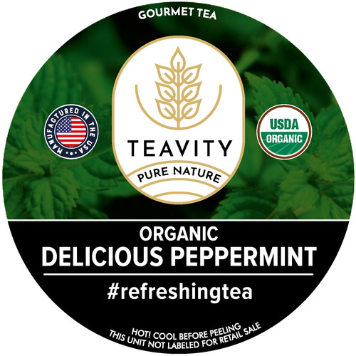 Teavity Organic Delicious Peppermint Tea Pod For Keurig K-cups 2.0 Brewers - 24 Counts (pack Of 1)