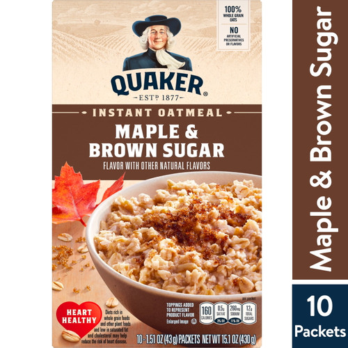 Quaker Instant Oatmeal, Maple & Brown Sugar, 10 Packets