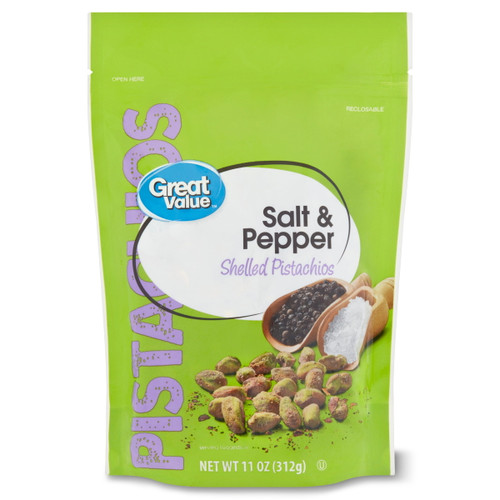 Great Value Salt & Pepper Shelled Pistachios, 11 Oz