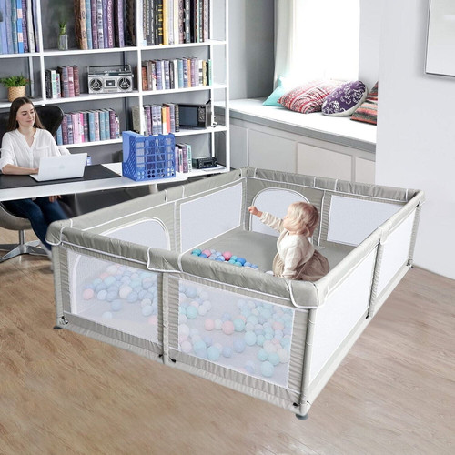 78inch Baby Playpen, Extra Large Babies Play Yard With Gates, Boy Girl Fence Play Area, Indoor Outdoor Toddler Activity Center With Anti-slip Base, Sturdy Safety Play Pen For Infant Kids Gift, Black