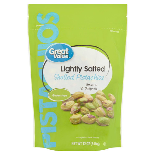 Great Value Shelled Pistachios Lightly Salted, 12 Oz