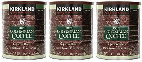 100% Colombian Coffee, Supremo Bean Dark Roast-fine Grind, 3 Lb (3 Cans)