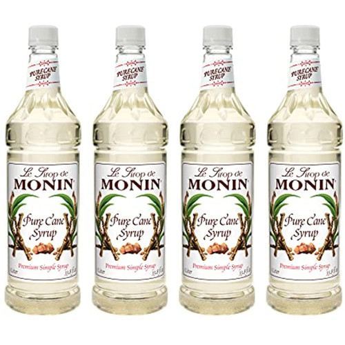 Monin - Pure Cane Syrup, Pure And Sweet, Great For Coffee, Tea, And Specialty Cocktails, Gluten-free, Non-gmo (1 Liter, 4-pack)