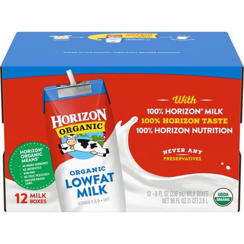Horizon Organic 1% Lowfat Uht Milk, 8 Oz., 12 Count