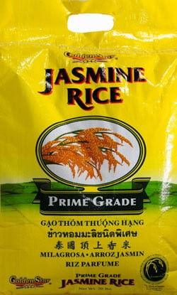 Golden Star Prime Grade Thai Hom Mali Jasmine Rice, 20 Lb
