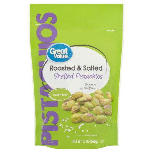 Great Value Gluten-free Roasted & Salted Shelled Pistachios, 12 Oz