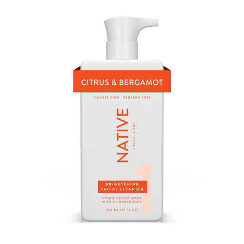 Native Brightening Facial Cleanser, For Dry Skin, Sulfate Free And Paraben Free, 12 Oz