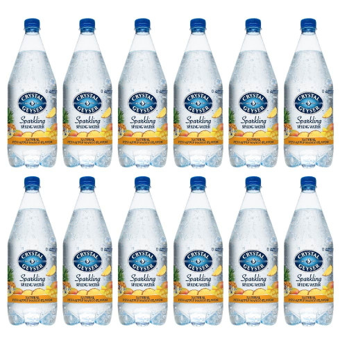Crystal Geyser Natural Pineapple Mango Flavored Sparkling Spring Water | 12 Pack | 1.25 Liter Pet Plastic Bottles