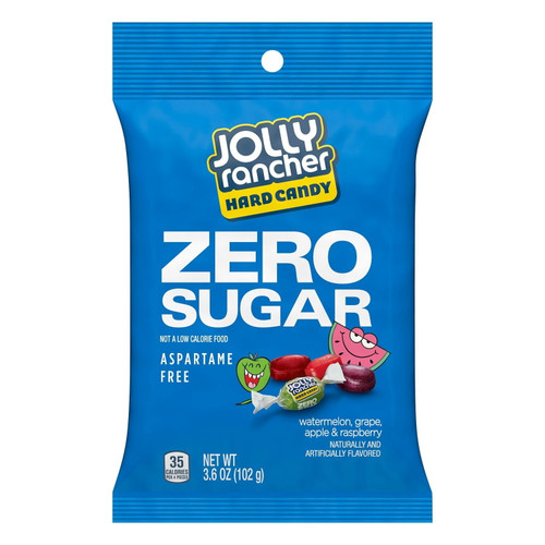 Jolly Rancher Zero Sugar Assorted Fruit Flavored Hard Candy, Individually Wrapped, 3.6 Oz, Bag