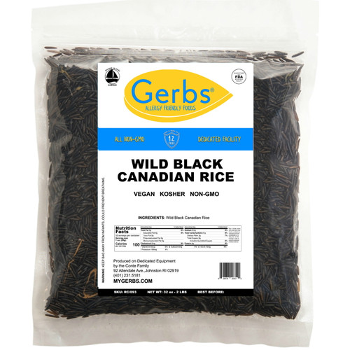 Wild Black Rice By Gerbs - 2 Lbs - Top 14 Food Allergen Free & Non Gmo - Product Of Canada