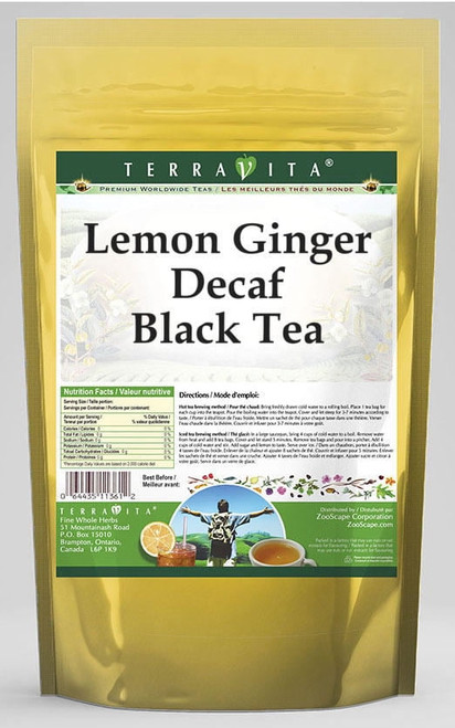 Terravita Lemon Ginger Decaf Black Tea, (lemon Ginger Decaf, Black Tea Bags, 25 Tea Bags, 1-pack, Zin: 537464)