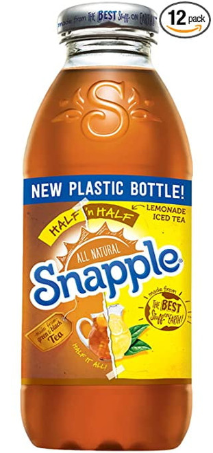 Snapple - Half 'n Half - Tea And Lemonade - 16 Fl Oz (12 Plastic Bottles)