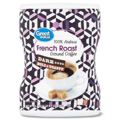 Great Value 100 % Arabica French Roast Ground Coffee, Dark Roast, 24.7 Oz