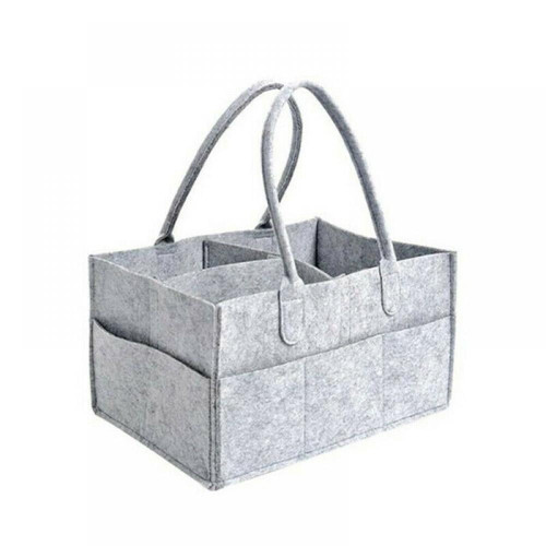 Baby Diaper Caddy Organizer - Nursery Storage Basket And Car Organizer For Diapers And Wipes - Baby Shower Gift Basket - Felt Nappy Caddy For Newborn Boy & Girl