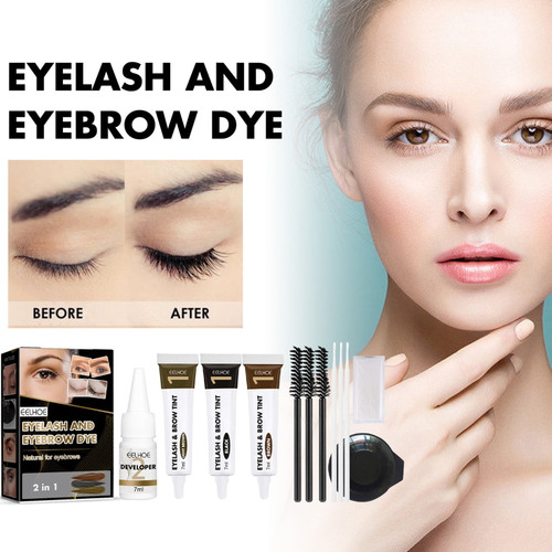 Decor Store 1 Set Tattoo Eyebrow Gel Gloves Brush Waterproof Cotton Swab Bowl Eyelash Enhancing Tool Delicate Lash Eyebrow Dye Kit For Beginner