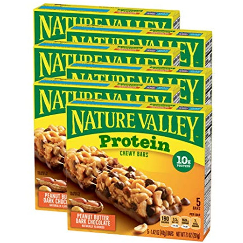 Nature Valley Chewy Protein Bar, Peanut Butter Dark Chocolate, 7.1 Oz, 5 Ct (pack Of 6)