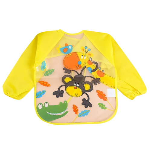 Baby Bibs Infant Long Sleeve Waterproof Baby Feeding Smock Children Plastic Coverall